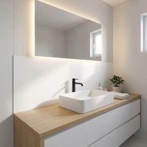 Crédence en verre extra blanc mat pour salle de bain