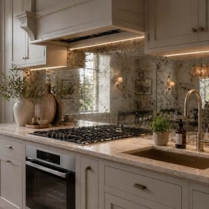 Crédence miroir vieilli clair