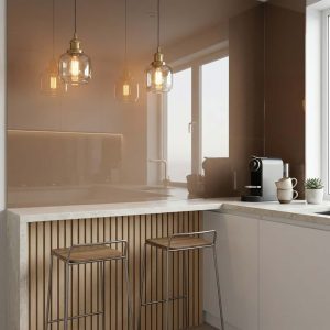 Crédence cuisine en verre marron brillant pur