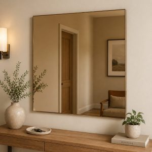 Miroir bronze carré pour salon