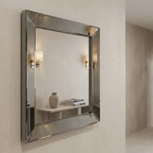 Miroir gris rectangle avec biseaux sur mesure