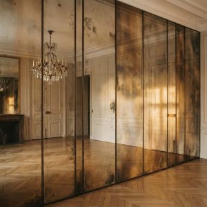 Miroir vieilli bronze pur porte de placard