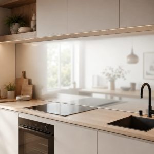 Crédence en miroir argenté extra clair mat