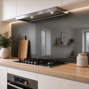 Miroir argenté gris mat pour crédence