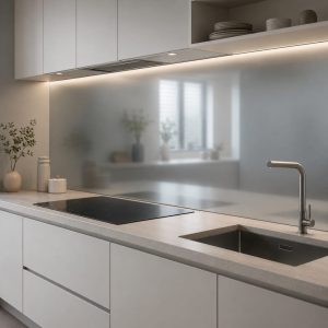 Credence miroir argenté mat